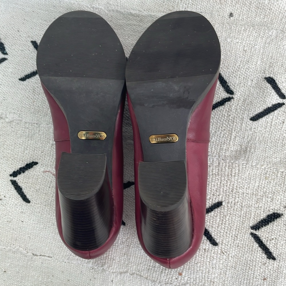 Bass Kaylin Burgundy Leather Penny Loafer w/Slight Platform 3.75 Heel Size 9B - Picture 5 of 11